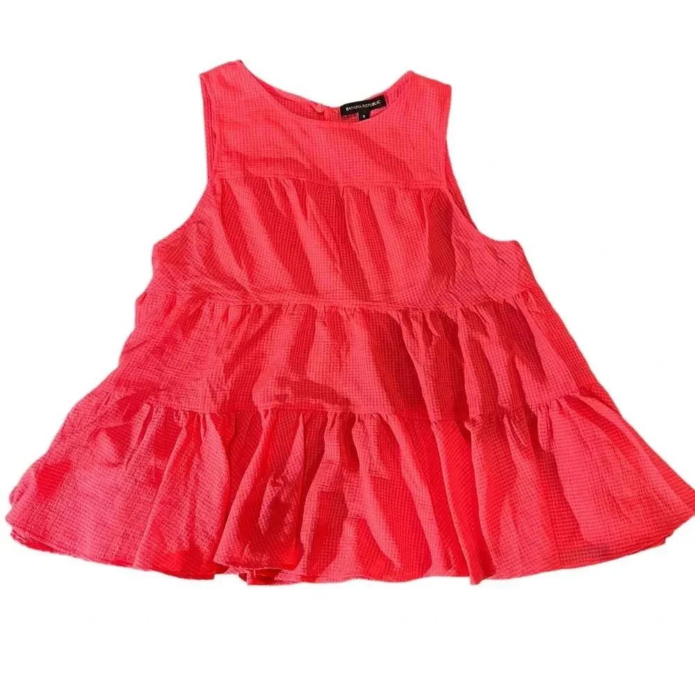 Banana‎ Republic Sleeveless Textured Tiered Blouse Size Small